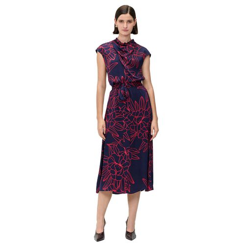 Veronika Maine Indigo Orchid Satin Midi Dress